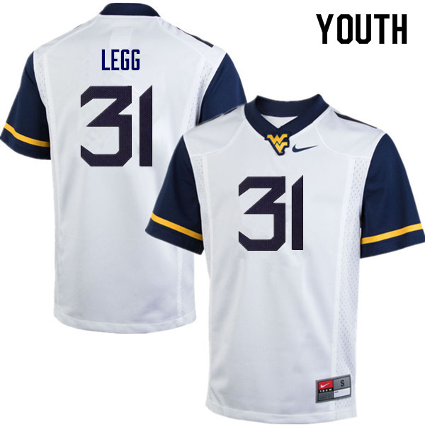 NCAA Youth Casey Legg West Virginia Mountaineers White #31 Nike Stitched Football College Authentic Jersey LC23B22VZ